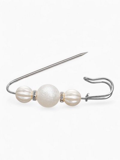 Булавка «Зефир» 7 см, белая в серебре