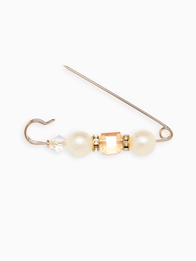 Булавка «Кубик» 6.5 см, бело-коричневая в золоте 3714517