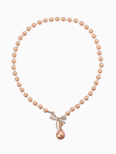 Бусы «Жемчужное» с расстёгивающимся элементом, стрекоза, цвет розовый в золоте, 50 см