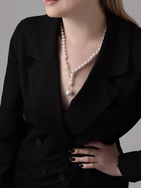 Бусы «Жемчужное» с расстёгивающимся элементом, стрекоза, шар №8.16, белые в золоте, L=50 см