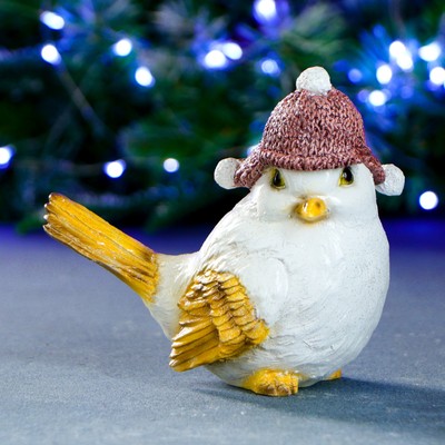 Фигурка полистоун «Воробей в шапке», 14×9×14 см