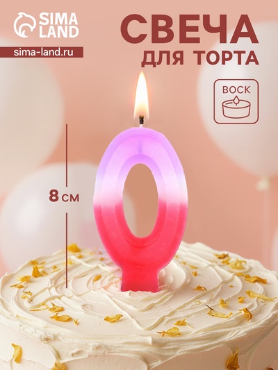 Свеча цифра для торта «0», 8×3.75×1 см