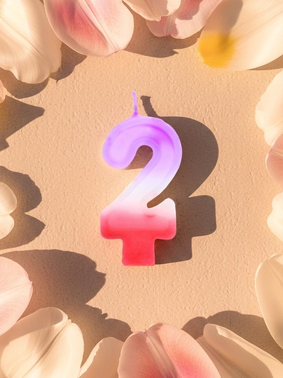 Свеча цифра для торта «2», 8×3.75×1 см