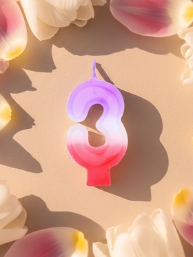 Свеча цифра для торта «3», 8?3.75?1 см (комплект 10 шт)