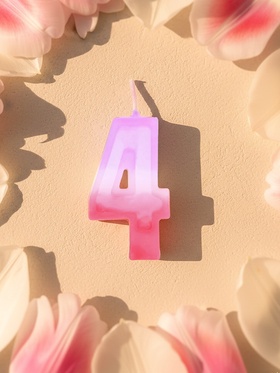 Свеча цифра для торта «4», 8?3.75?1 см (комплект 10 шт)