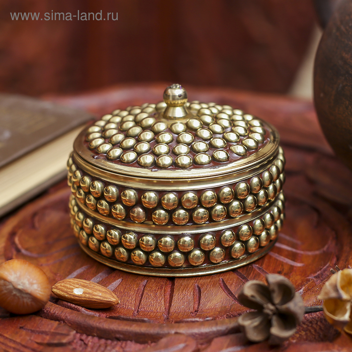 Шкатулка «Королевская», 7×7×5.5 см, латунь - Фото 1