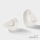 Набор для специй BellaTenero «Совы», солонка 100 мл, перечница 130 мл, на бамбуковой подставке, фарфор, белый - Фото 2