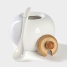 Набор для специй BellaTenero, 3 предмета: солонка 80 мл, перечница 80 мл, сахарница с ложкой 300 мл, фарфор, белый - Фото 4