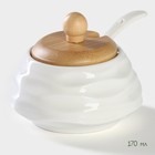 Набор для специй BellaTenero, 5 предметов: солонка 80 мл, перечница 80 мл, сахарница с ложкой 170 мл, на бамбуковой подставке, фарфор, белый - Фото 7