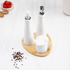 Набор фарфоровый для специй на деревянной подставке Доляна «Эстет», 4 предмета: солонка 100 мл, перечница 100 мл, 2 соусника 200 мл, цвет белый - Фото 6