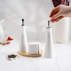 Набор фарфоровый для специй на деревянной подставке Доляна «Эстет», 4 предмета: солонка 100 мл, перечница 100 мл, 2 соусника 200 мл, цвет белый - Фото 8