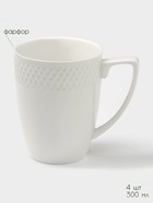 Набор кружек BellaTenero, 300 мл, 4 шт., на бамбуковой подставке, фарфор, белый - Фото 3