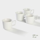 Набор фарфоровый чайный на бамбуковой подставке Доляна «Эстет», 5 предметов: чайник 800 мл, 4 кружки 220 мл, цвет белый - Фото 2