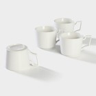 Набор фарфоровый чайный на бамбуковой подставке Доляна «Эстет», 5 предметов: чайник 800 мл, 4 кружки 220 мл, цвет белый - Фото 3