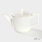 Набор фарфоровый чайный на бамбуковой подставке Доляна «Эстет», 5 предметов: чайник 800 мл, 4 кружки 220 мл, цвет белый - Фото 5