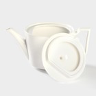 Набор фарфоровый чайный на бамбуковой подставке Доляна «Эстет», 5 предметов: чайник 800 мл, 4 кружки 220 мл, цвет белый - фото 4526375