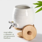 Бочонок фарфоровый с краником на деревянной подставке BellaTenero, 2.5 л, белое - Фото 2