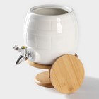 Бочонок фарфоровый с краником на деревянной подставке BellaTenero, 2.5 л, белое - Фото 3