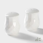 Набор для специй BellaTenero, солонка 130 мл, перечница 130 мл, на бамбуковой подставке, фарфор, белый - Фото 3