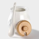 Набор для специй BellaTenero, 3 предмета: солонка 150 мл, перечница 150 мл, сахарница с ложкой 300 мл, на бамбуковой подставке, фарфор, белый - Фото 8