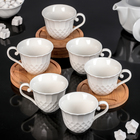 Набор чайный "Эстет", 12 предметов: 6 чашек 160 мл, 6 деревянных блюдец - Фото 1