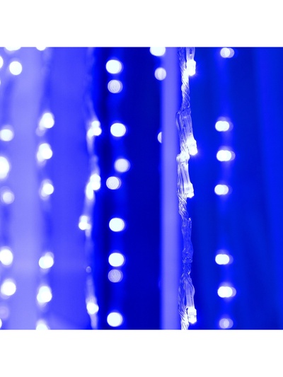 Гирлянда «Водопад» 2×1.5 м, IP44, прозрачная нить, 400 LED, свечение синее, 8 комбинаций режимов, 220 В