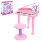 Пианино «Розовая мечта» с микрофоном и стульчиком, световые и звуковые эффекты - фото 298103068