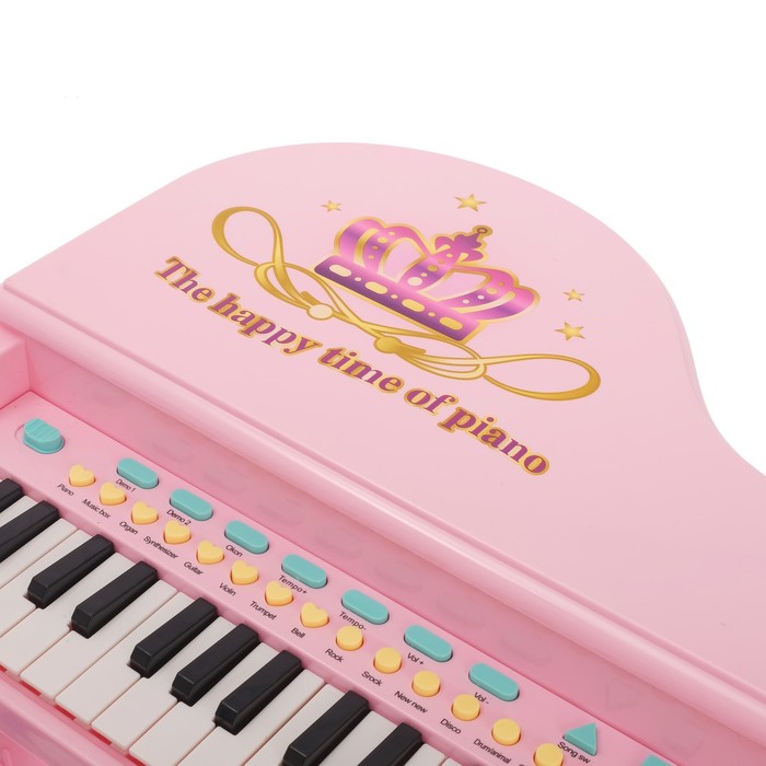 Пианино «Розовая мечта» с микрофоном и стульчиком, световые и звуковые эффекты - фото 1906957309