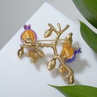 Брошь «Ветвь граната», цветная розово-зелёный в золоте - Фото 4