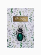 Брошь «Жук», серо-зелёная в чернёном серебре - Фото 5