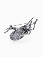 Брошь «Жук», серо-зелёная в чернёном серебре - Фото 4