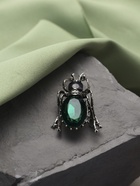 Брошь «Жук», серо-зелёная в чернёном серебре - Фото 2