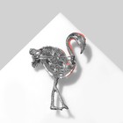 Брошь «Фламинго» с искристым крылом, цвет бело-розовый в серебре - Фото 2