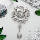 Брошь «Императрица» круг, бело-зелёная в серебре - Фото 2