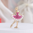 Брошь «Балеринка», цвет розово-белый в золоте - Фото 1