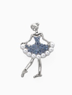 Брошь «Балеринка», цвет бело-сапфировый в серебре - Фото 1