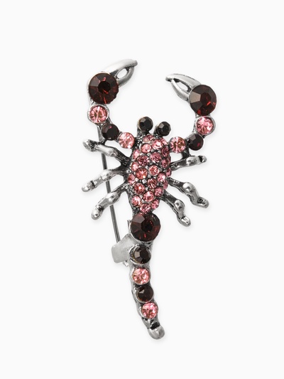 Брошь «Скорпион», цвет розово-фиолетовый в черненом серебре