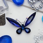 Брошь «Бабочка» монохром, цвет синий в серебре - Фото 2