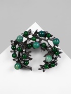 Брошь «Ветвь агата», зелёная в сером металле - Фото 7