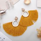 Серьги «Кисти» арабика, круг, цвет горчичный в золоте - Фото 2