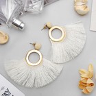 Серьги «Кисти» арабика, круг, цвет молочный в золоте - Фото 2