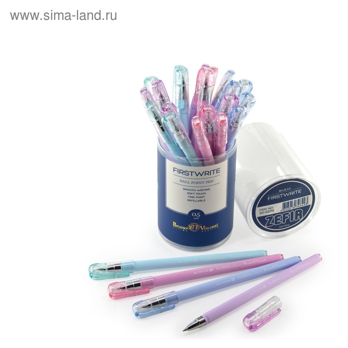 Ручка шариковая FirstWrite Zefir, 0.5 мм, синие чернила, матовый корпус Silk Touch, МИКС - Фото 1
