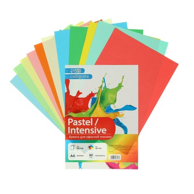 Бумага цветная А4, 24 листа, 12 цветов «Для офисной техники», 80 г/м²