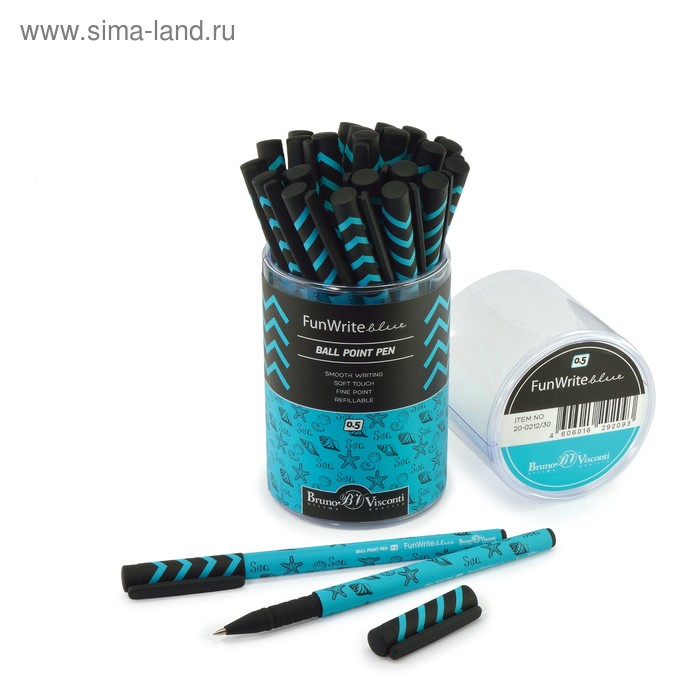 Ручка шариковая FunWrite «Морская», узел 0.5 мм, синие чернила, матовый корпус Silk Touch - Фото 1