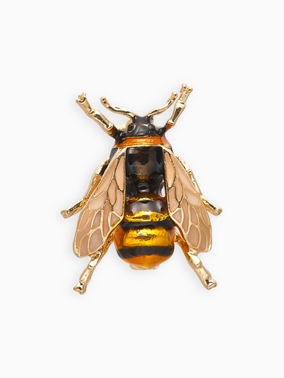 Брошь «Оса» глянцевая, цветная в золоте