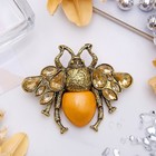 Брошь «Муха» крупная, цвет коричневый в черненом золоте - Фото 1