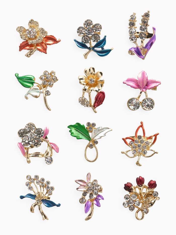 Брошь «Цветочные букетики», форма МИКС, МИКС в золоте - Фото 1