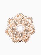 Брошь с жемчугом «Снежинка», белая в золоте - Фото 1