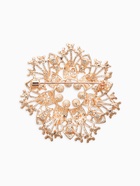 Брошь с жемчугом «Снежинка», белая в золоте - Фото 2