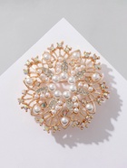 Брошь с жемчугом «Снежинка», белая в золоте - Фото 5